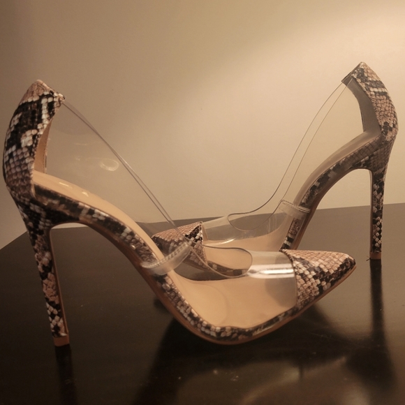 Mix No. 6 Aracely Snake Print Lucite Pointed Toe Pumps - Picture 4 of 5
